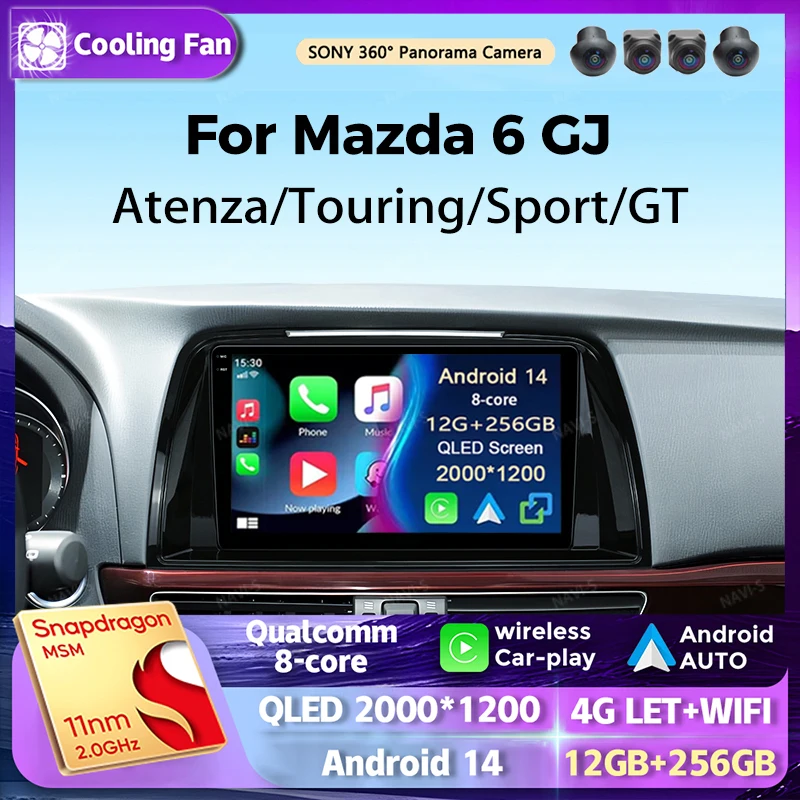 

Android 14 мультимедийный плеер для Mazda 6 GJ Atenza Touring Sport GT автомобильное радио 2k экран навигация GPS Carplay стерео головное устройство