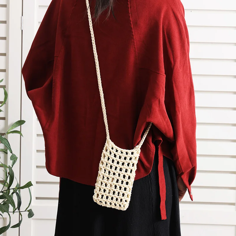 

Handwoven Cotton Rope Phone Pouch - Crossbody Minimalist Bag for iPhone - Eco Friendly Lightweight- gift for her