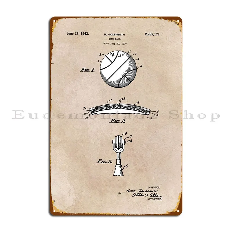 Patent Art Goldsmith Game Ball 1939 Metal Plaque Poster Personalized Retro Bar Cave Character Cinema Tin Sign Poster