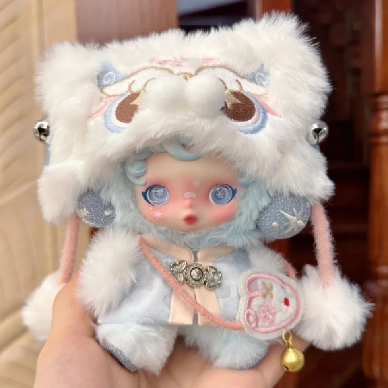 Skullpanda Doll Clothes Plush Furry Winter Lion Dance Embroidery Outfit With Bell Decor For Second Generation No Doll Included