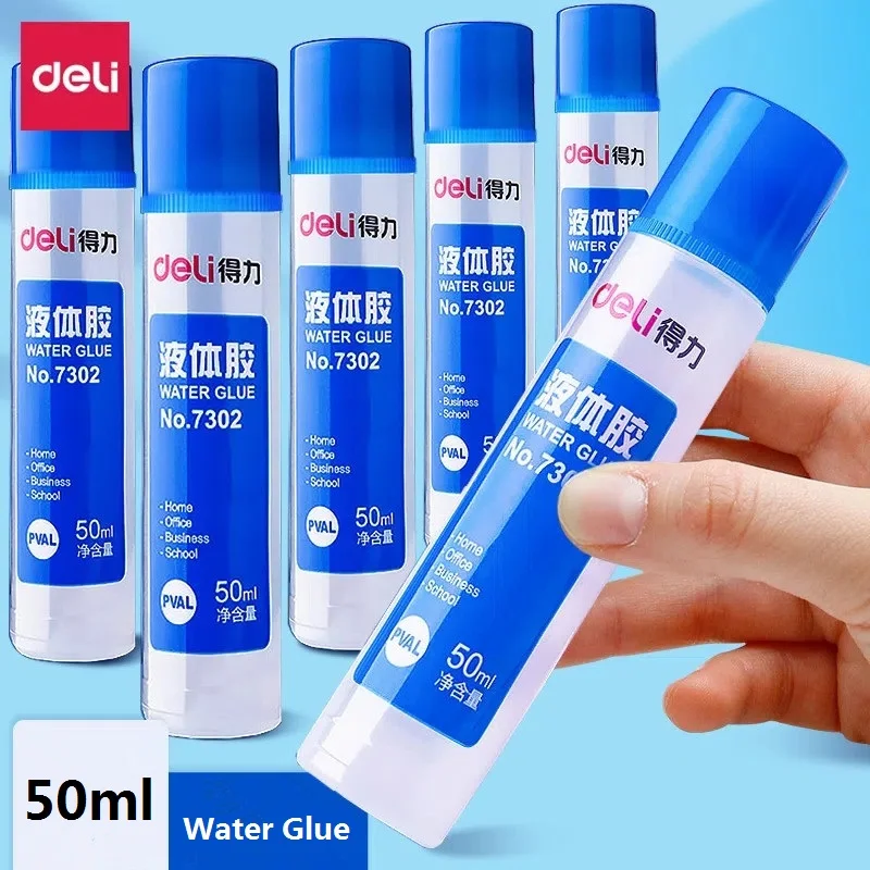 Deli 50ml PVAL Water Glue School Office Supply Paste Book Paper Crafts Documents Liquid Adhesive Student Child Stationery Gift