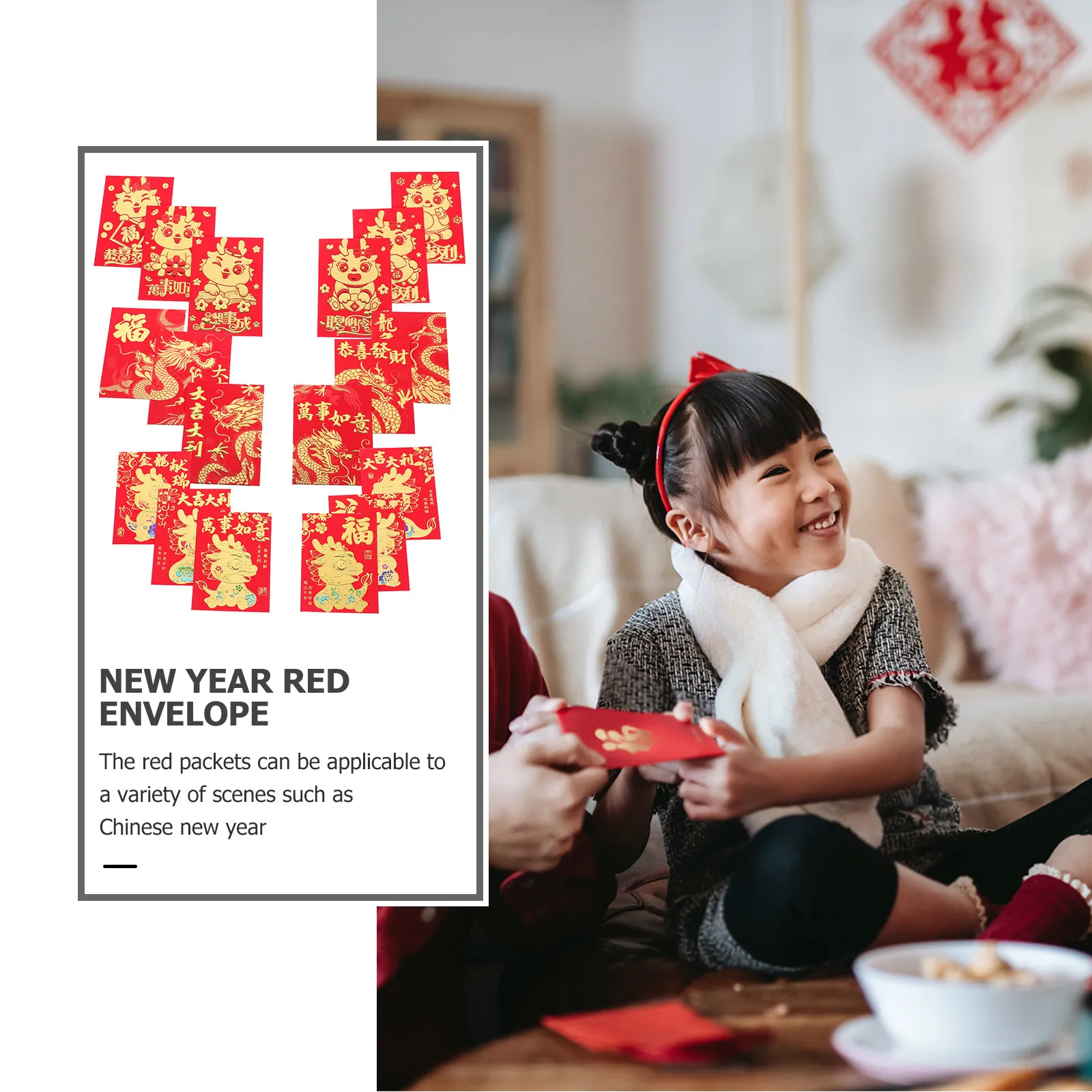 

36 шт. красных конвертов с креативным узором дракона для Китайского Нового года, пакеты для денежных подарков на Весенний фестиваль, красные конверты на Год Дракона