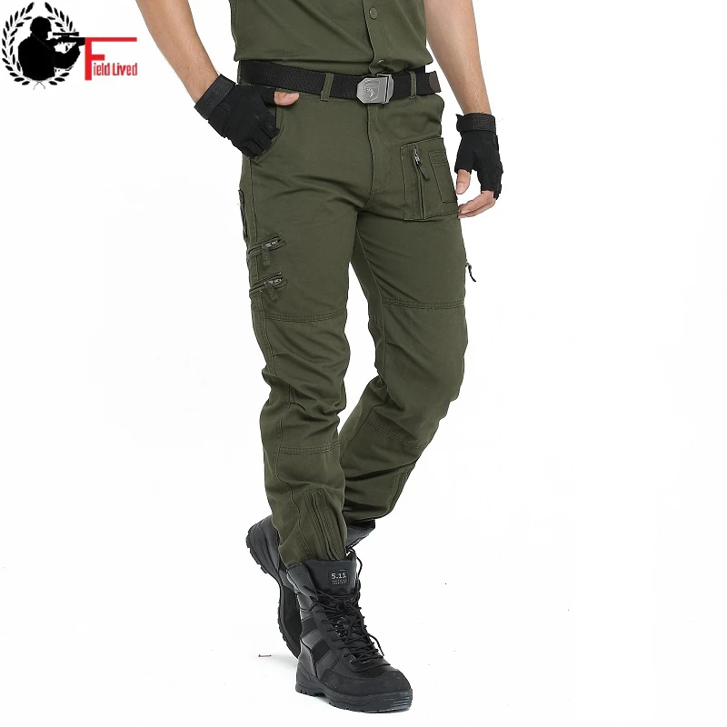 

Cargo Pants Men Style Summer Loose Work Jogger Straight Trousers Camo Pants Male Zipper Pocket Black 36 38