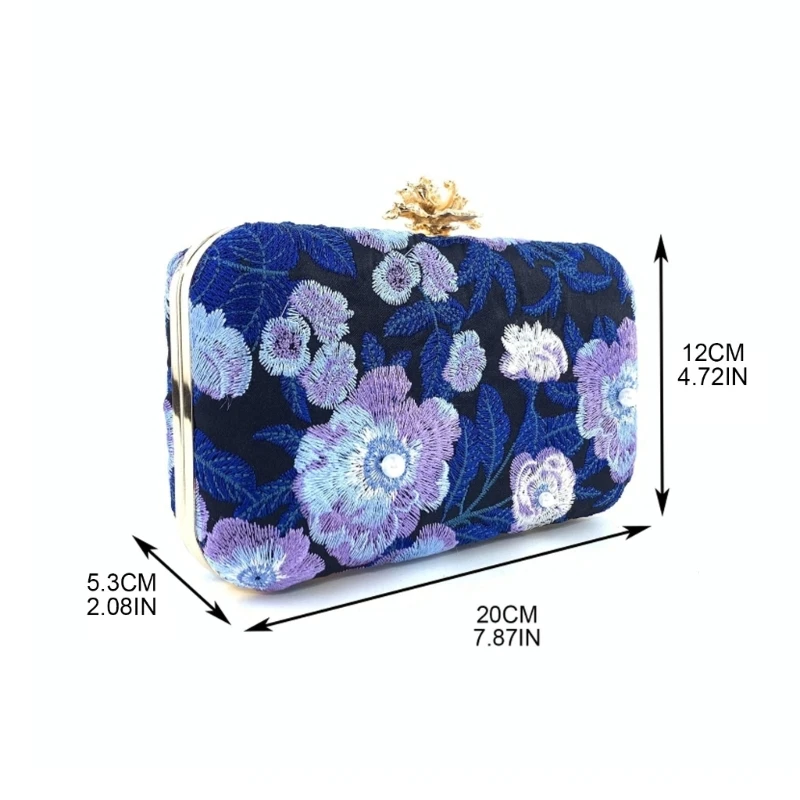 Elegante Damen-Umhängetasche, geprägte Blumenstickerei, Clutch-Geldbörsen, Abendhandtasche für den Muttertag, E74B