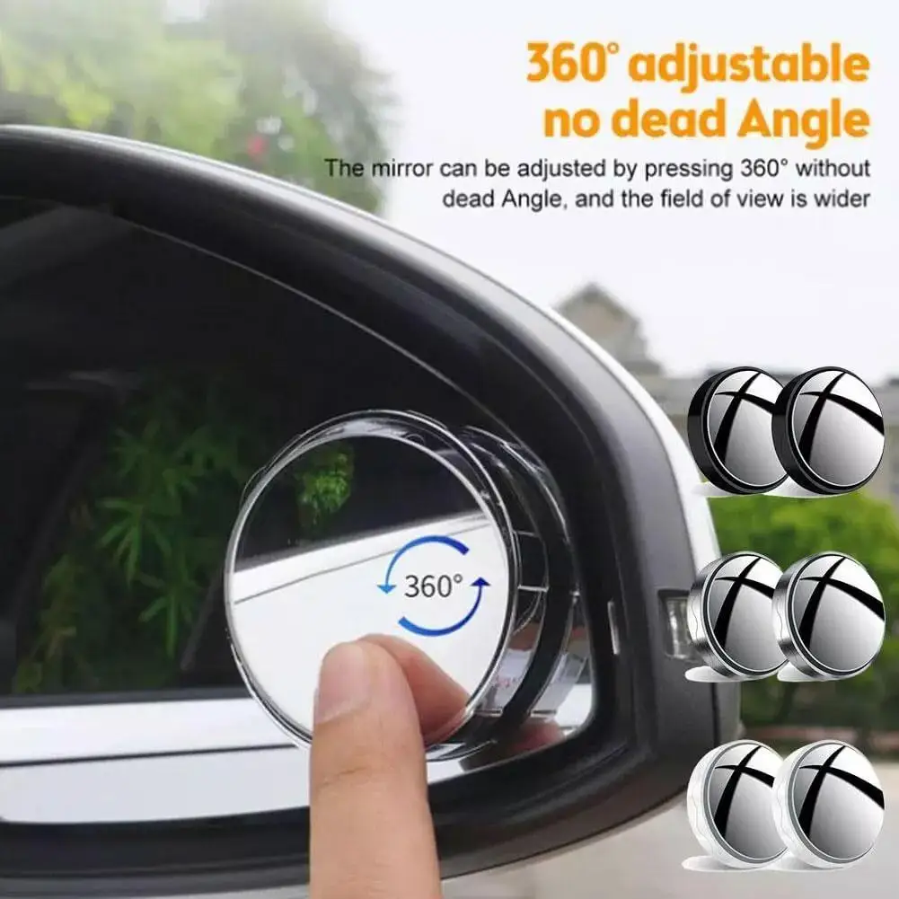 Car Mirror HD Convex Mirror 360 Degree Blind Spot Mirror Adjustable Car Auxiliary Rearview Wide Angle Vehicle Parking Mirrors