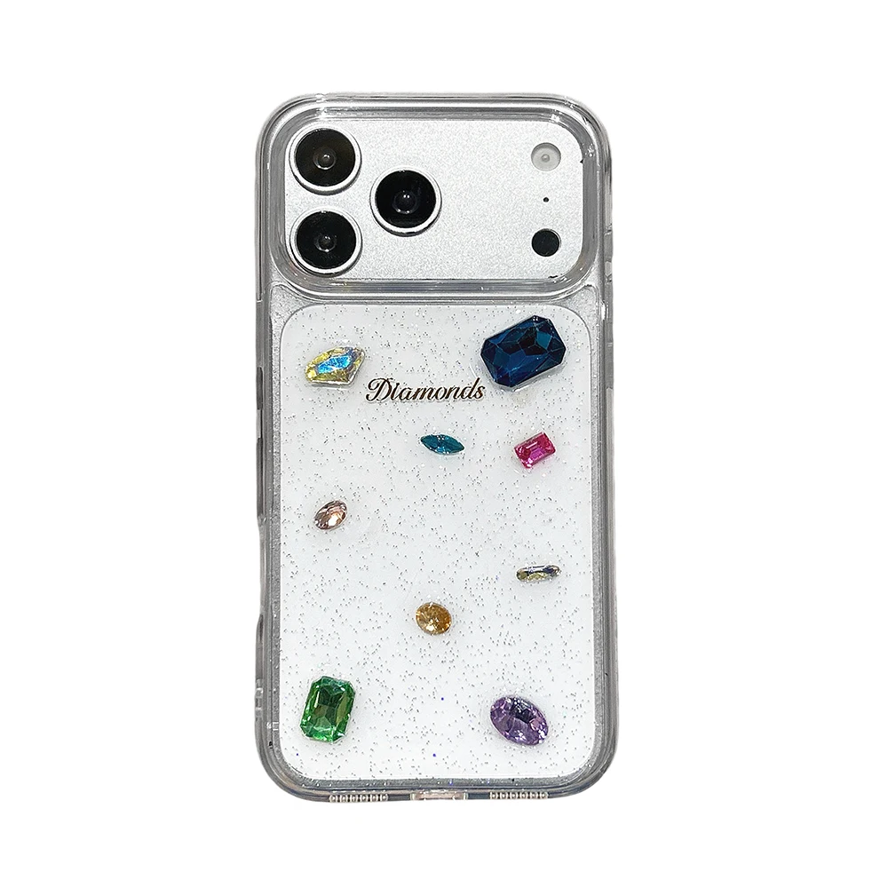 Modische Luxus-Glitzer 3D-Strass-Diamant Transparente Handyhülle für iPhone 17 Pro 16 Pro Max 15 13 14 Stoßfeste Durchsichtige Schutzhülle – Detail 14