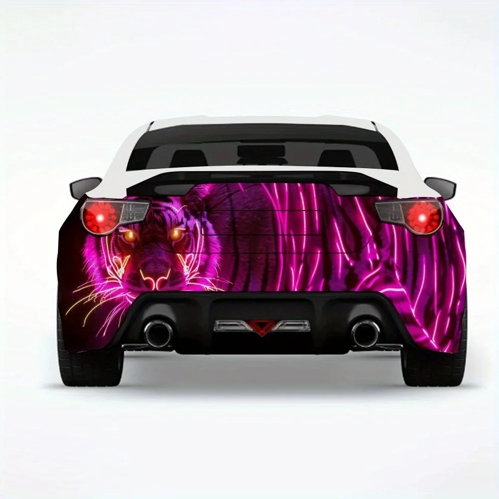 

Neon Tiger Cyber Art Decor Автомобильная наклейка, виниловая наклейка на заднюю часть автомобиля, водонепроницаемые самоклеящиеся виниловые наклейки для хвоста автомобиля и бу