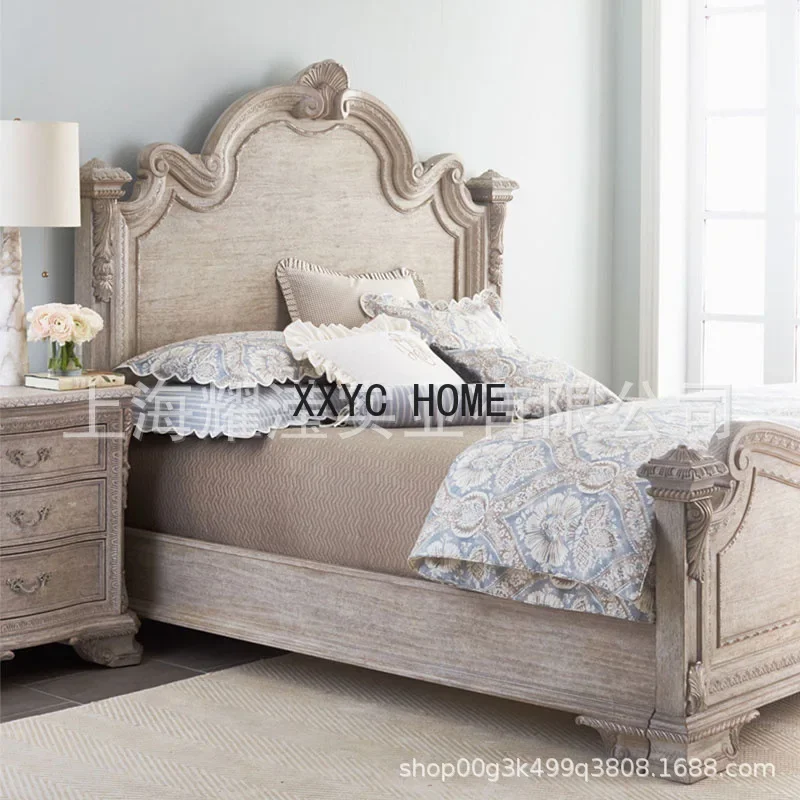

European solid wood retro old box bed