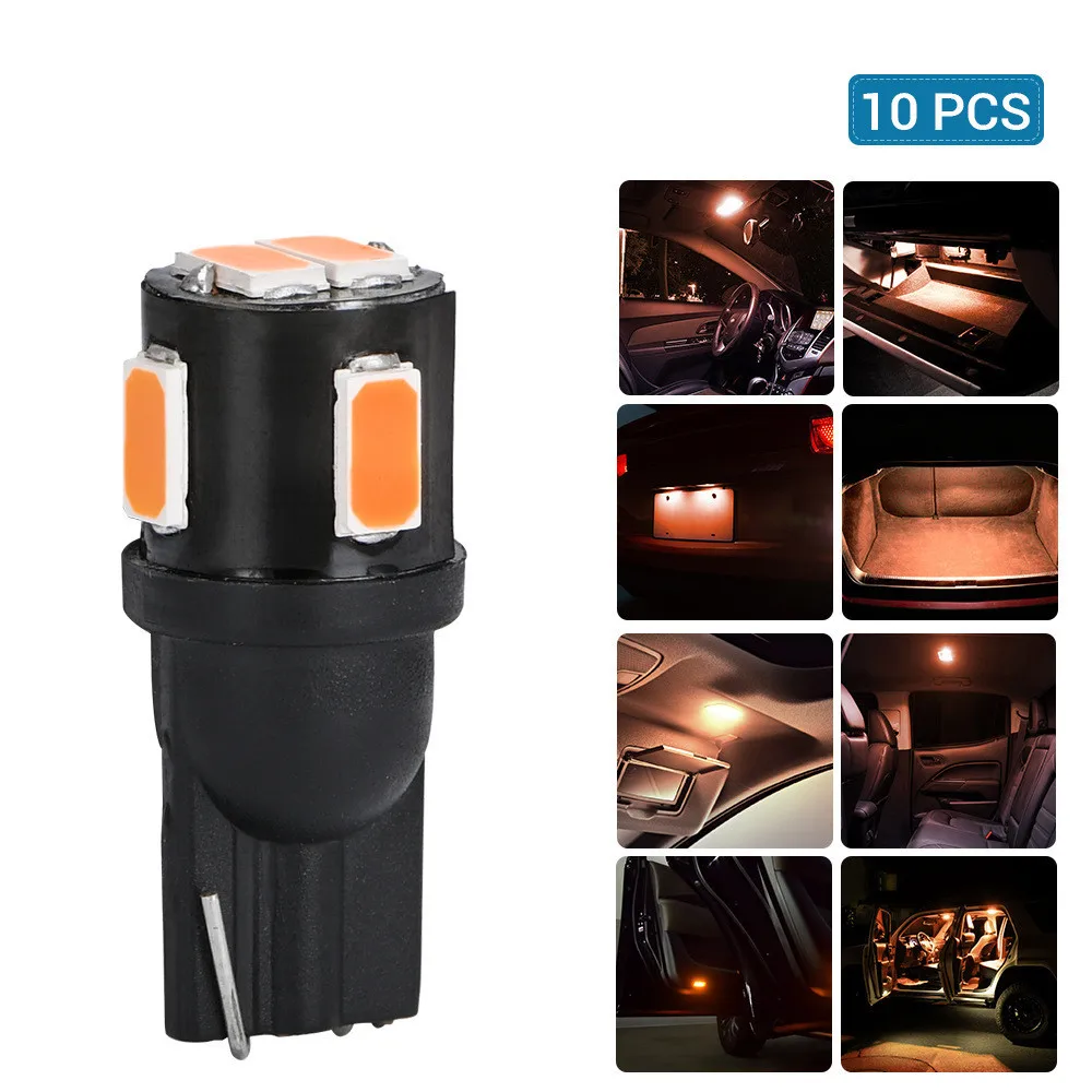 

10Pcs Amber Orange Yellow T10 W5W LED Bulbs Car Door Side Wedge Light Lamps 12V