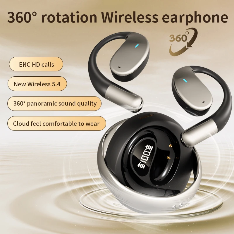 New YYK-Q93 Rotating Chamber Wireless Bluetooth Earphones No In Ear OWS Hanging Earbuds Noise Reduction High Quality Headphones