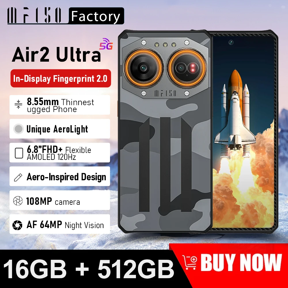 IIIF150 Air2 Ultra Rugged Phone 65W Fast Charge 16GB+512GB 108MP Telephone Portable 6.8'' Flexible AMOLED Screen Smartphones 5G