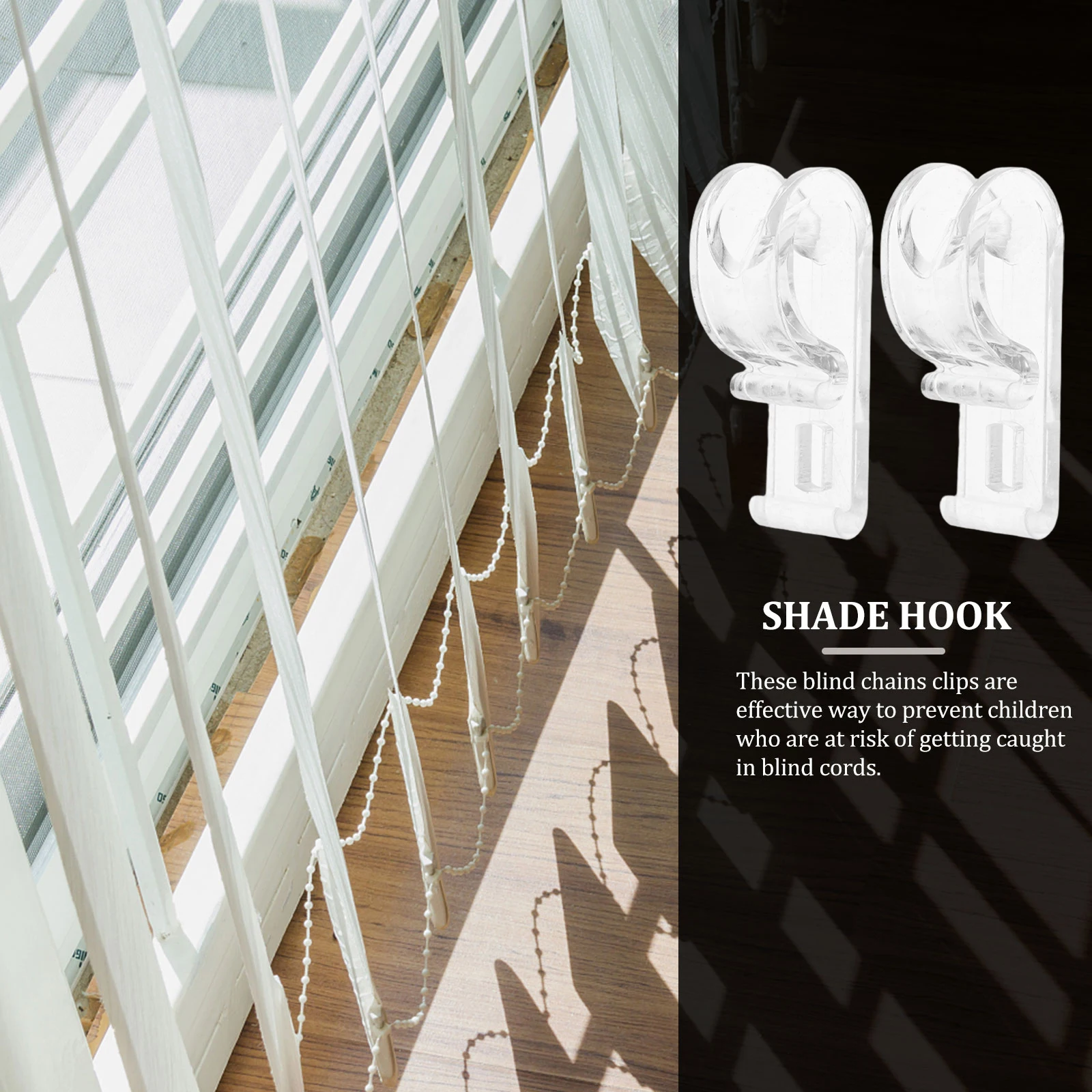 

30Pcs Roller Shade Chain Retainer Hook Clear Curtain Hook Safety Cord Guide Clip Curtain Hooks Roller Blind Clips