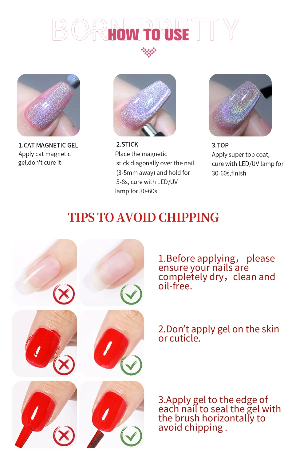 BORN PRETTY 10ml Rosa Glas Katzen-Magnetgel Nude Semi-Permanenter Magnet Soak-Off UV-Gel Nagellack Maniküre Nagelzubehör – Detail 8
