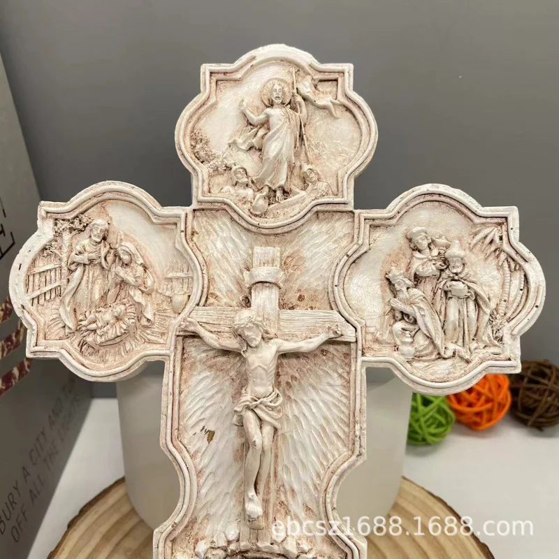 Cross-Border European-Style Home Bedroom Living Room Entrance Jesus Multi-Scene Wall Hanging Resin Crafts Decorative Pendant