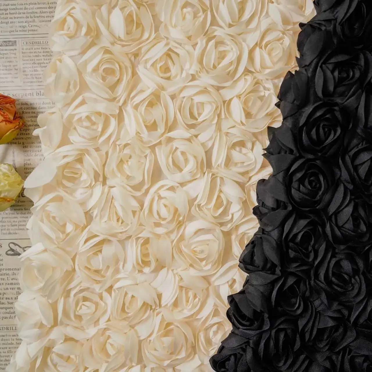 

Высококачественная 3D большая розовая вышитая ткань в корейском стиле для свадебных платьев, сценических костюмов, дизайнерские ткани для шитья своими руками