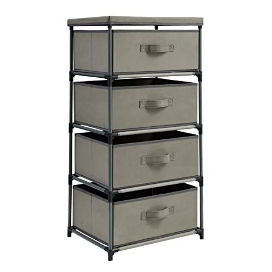 

4-Tier Dresser for Bedroom - 16.5 in x 13 in x 33 in, Fabric, 4 Drawers - Narrow Closet Storage Drawers and Organizer - Steel F