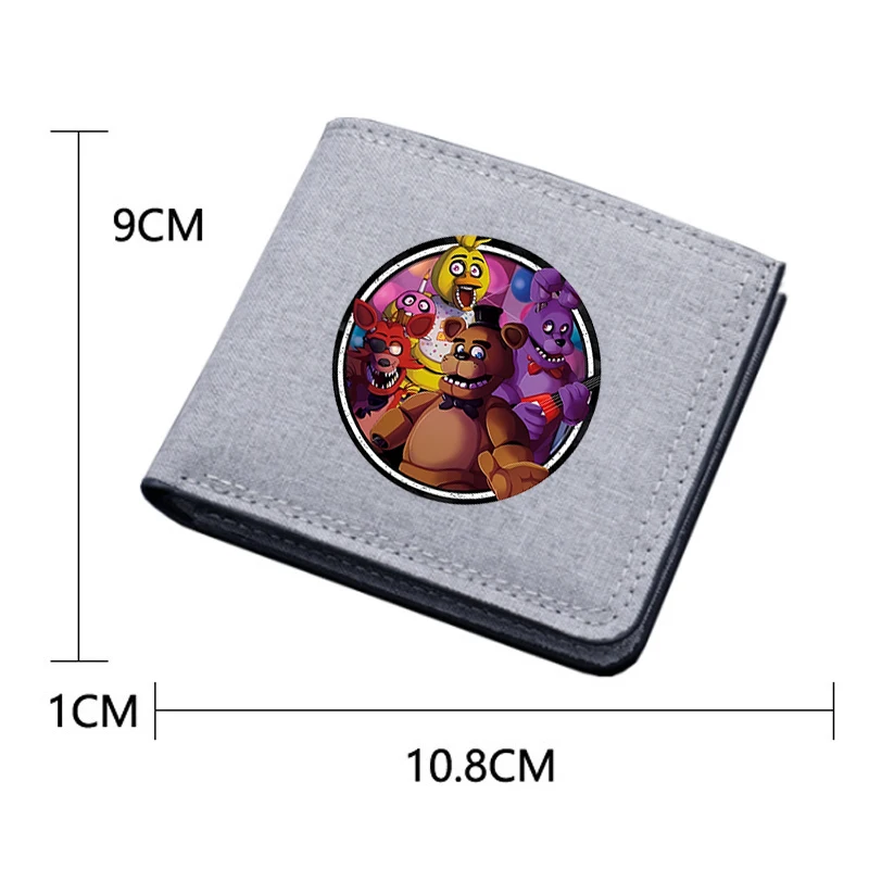 Five Night Freddys Short Folding Purse Cartoon Freddy Printed Canvas Wallet Horror Bear Card Holder Cute Coin Case Kids Gifts - view 2