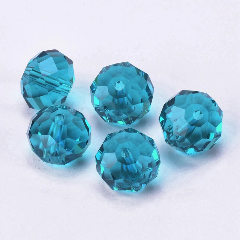 Rondelle Faceted Czech Crystal Glass  Peacock Blue Color 3mm 4mm 6mm 8/10/12/16 18mm Loose Spacer Beads for Jewelry Making DIY