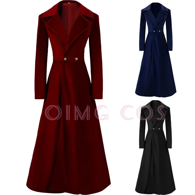 

Autumn and Winter Long Windbreaker Knee with Length Temperament Women's Coat Jacket