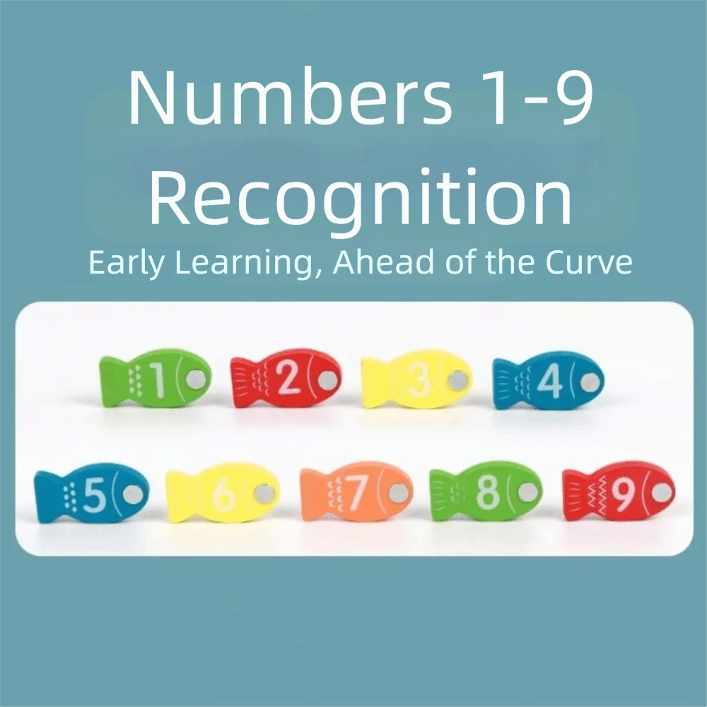 Wooden Kids Fishing Toys Letter Cognition Puzzle Board Letter Number Puzzle Early Educational Color Pairing Fishing Game Toy