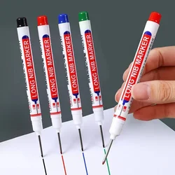 4Pcs/Set Long Head Markers Pen Bathroom Woodworking Decoration Multi-purpose Deep Hole Marker Pen Red/Black/Blue/White Ink