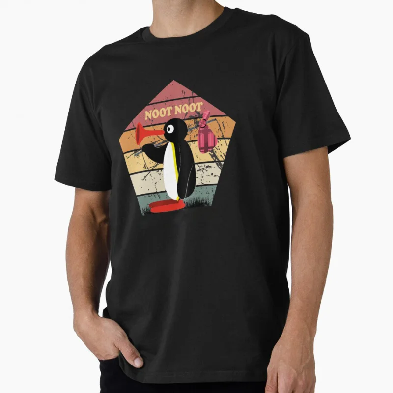 

Noot Noot Pingu meme Gift t shirt for man 1221 Cute penguin Graphic clothes All size tops S-6XL Funny cartoon Tee