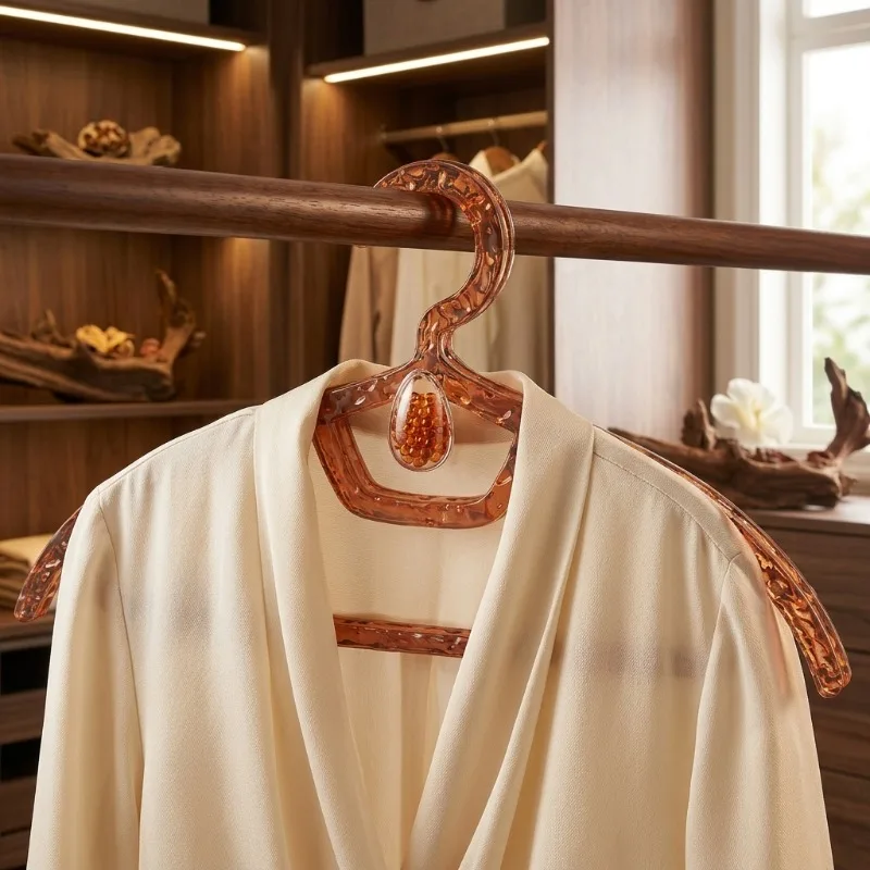 Luxury Water Ripple Clothes Hanger with Fragrance Thickened Non-Slip Clear Hangers Aesthetic Seamless Drying Rack for Wardrobe