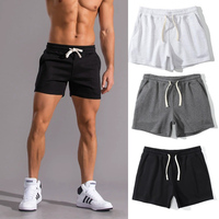 New Men's Casual Shorts Gym Summer Fitness Shorts Breathable Surffing Seaside Resort Shorts Elastic Solid Sports 2pc Sportswear