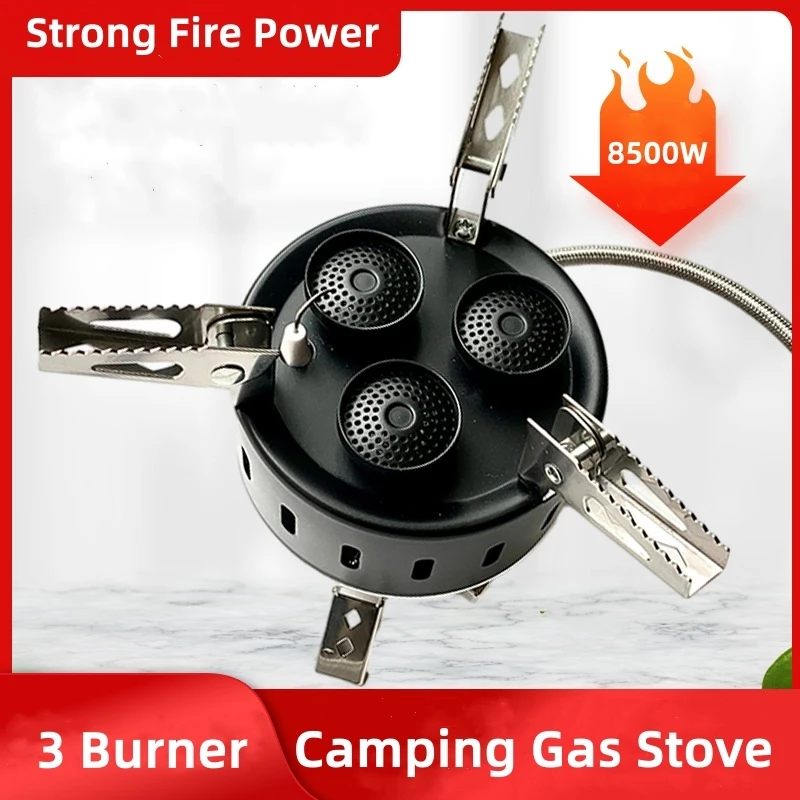 Outdoor Strong Firepower Burner Camping Gas Stove Portable Propane Butane Gas Burner Tourist Picnic Stoves Cooking Cookware