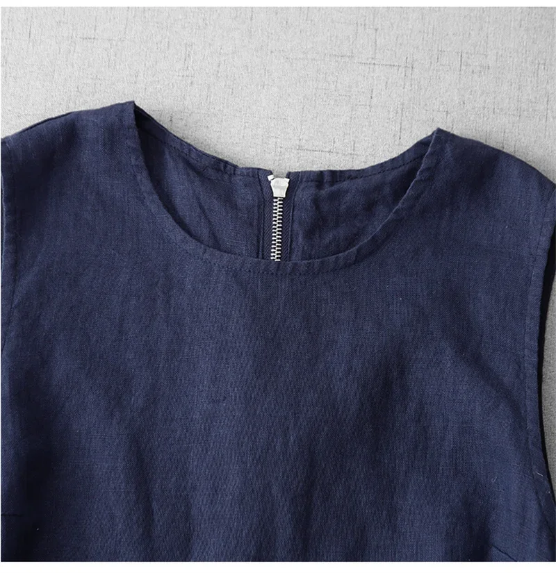 Zomer Nieuwe Vintage Jurk Vrouwen O Hals Mouwloos Losse Rechte Vrouwelijke Jurken Casual Bloemen Borduren Dameskleding