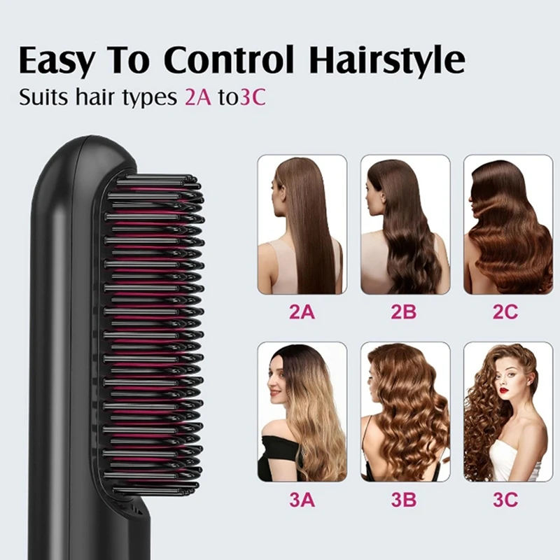 ABXH-plancha de pelo recargable, alisador de pelo negativo, pelo rizado, peine rizador eléctrico de doble uso