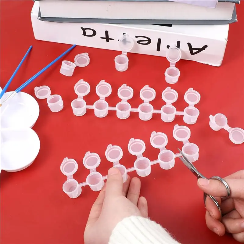 200 Strips 600 Pots Empty Paint Pots, Acrylic Paint Pots For Classrooms School Arts Crafts Painting Supplies, 3Ml/ 0.1Oz