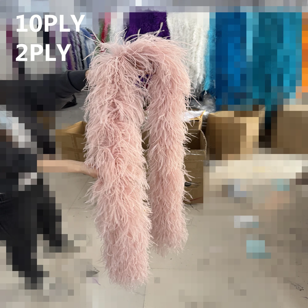 Customized 10Ply Fluffy Ostrich feather boa 0.5 1 1.5 2 3M Long Pluma Boa Scarf for Costume Wedding Clothing Sewing Accessory