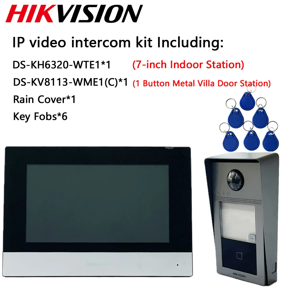 Hikvision 7-inch IP-video-intercomkit DS-KH6320-WTE1 DS-KH6350-WTE1 DS-KH8350-WTE1 DS-KH9310-WTE1(B) DS-KV8113-WPE1(C) Station