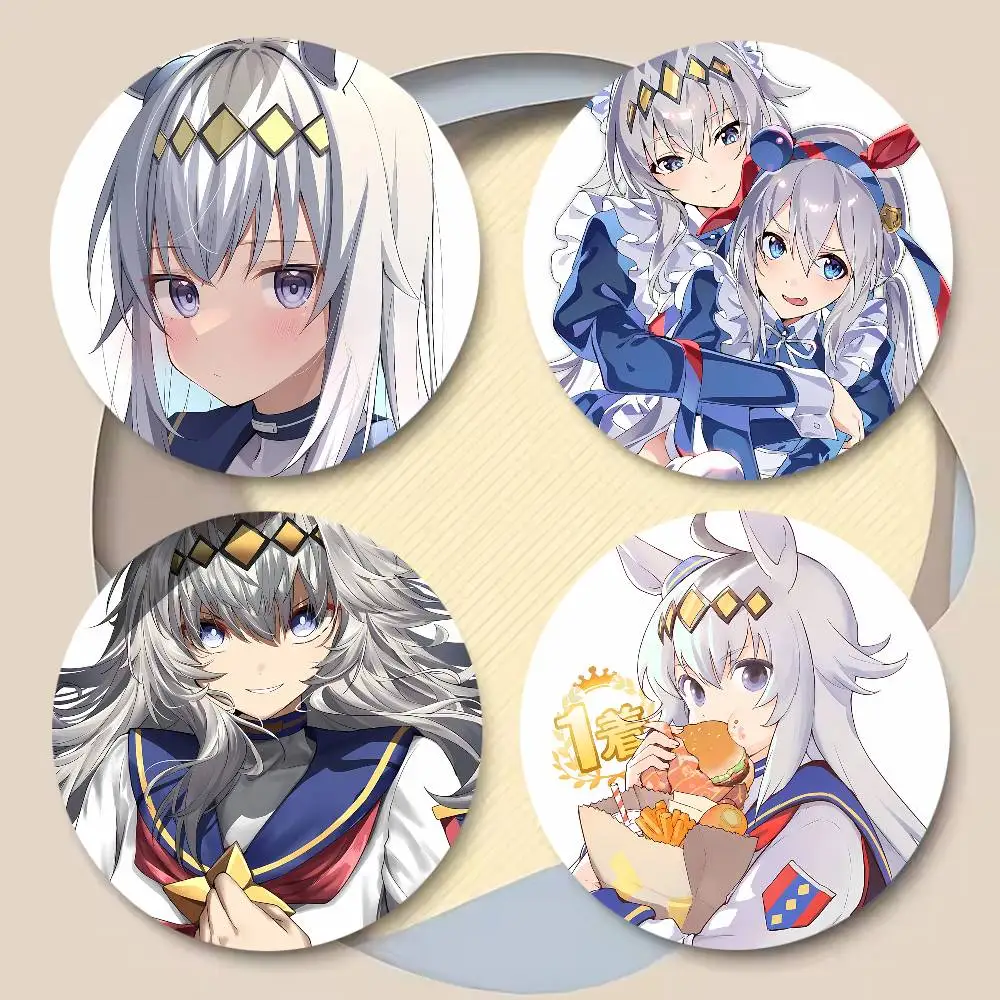 Kawaii Oguri Cap Cute UMA Anime Girl Gaming Laser Badge Creative Pins Brooch for Bag Clothes Hat Decor Gifts Fans Collect