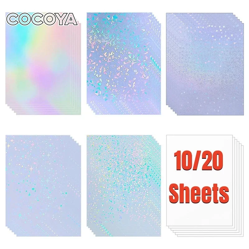 Self Adhesive Laser Film A4 Paper Sticker Glossy Transparent Cold Photo Laminating Films Sheet Holographic Film Vinyl Stickers