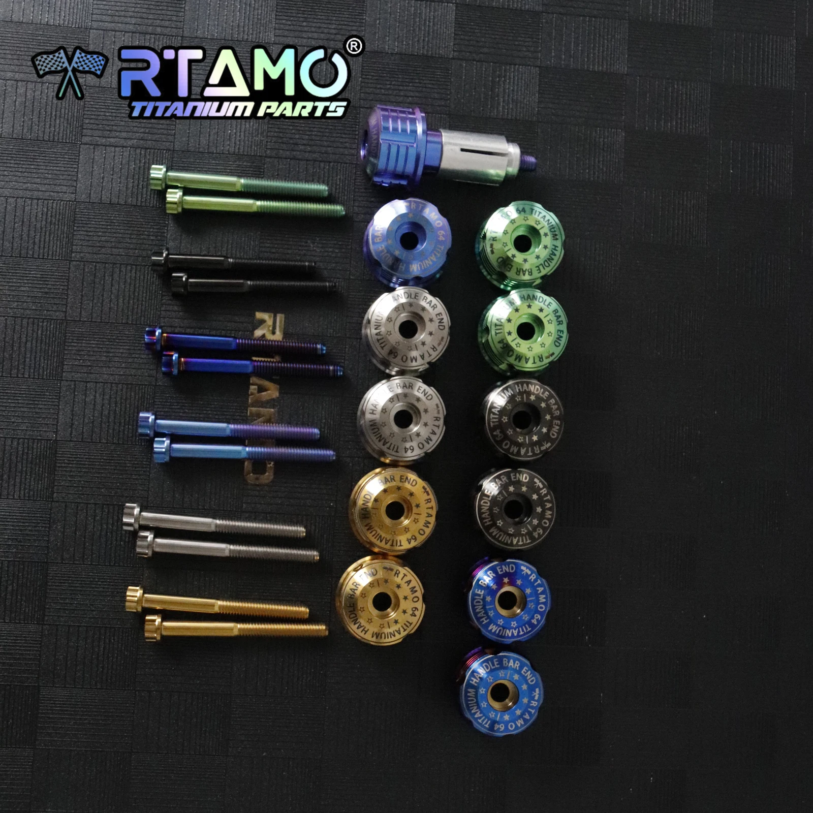 RTAMO Gr5 Titanium Handle Bar End with bolts for Motorcycle Modification