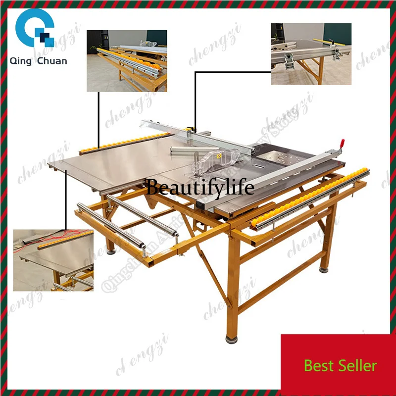 K182 Woodworking Double Invisible Sliding Saw Table Electric Lifting Dust Free Double Saw Wood Cutting Saw Machine