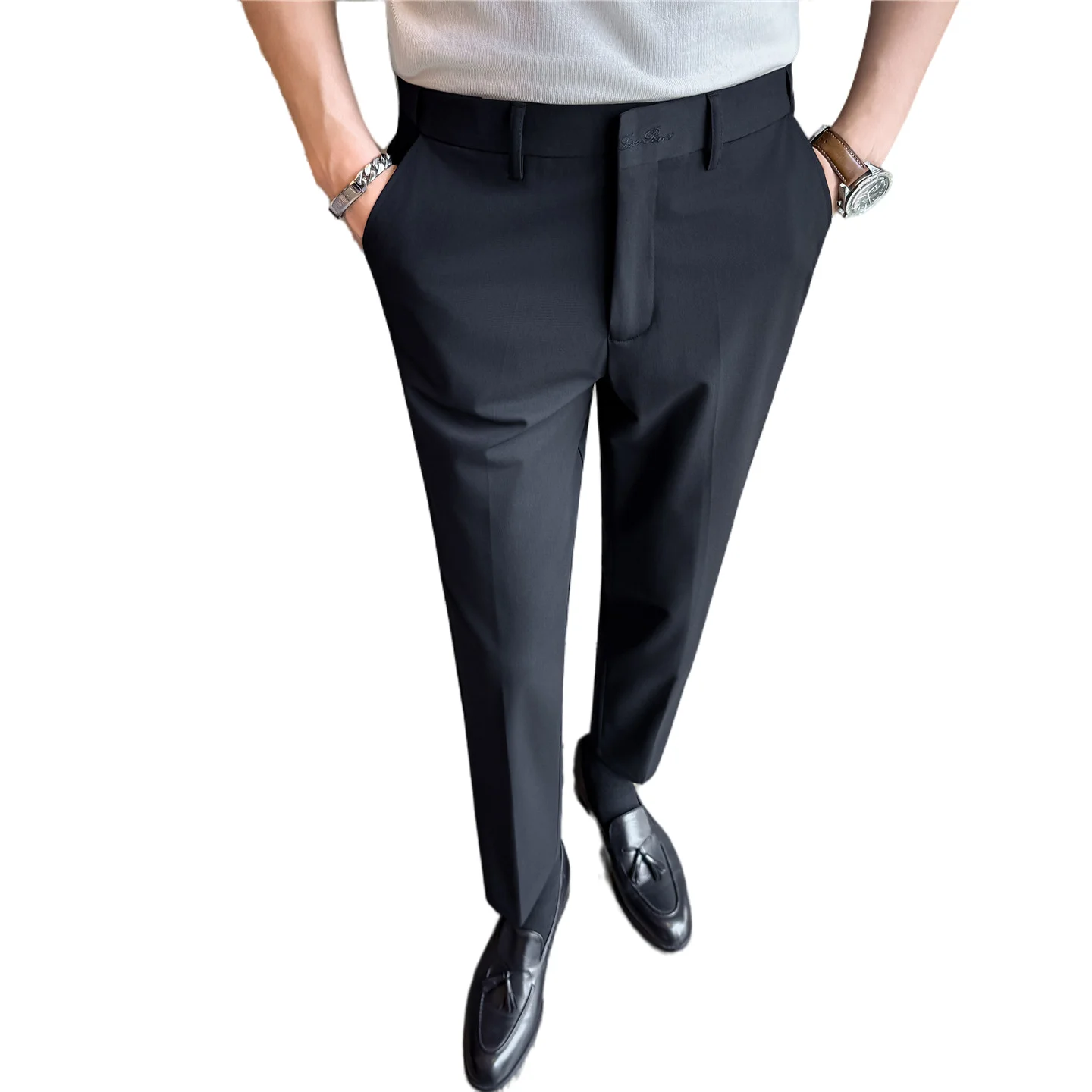 Men's Premium Trousers Spring Summer Fashion Trendy Business Casual Thin 9-points-pants Commuter Office Comfortable Work Wear
