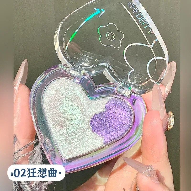 Shedella's heart-pounding three-dimensional highlighter face brightening glitter pearlescent two-color chameleon highlighter