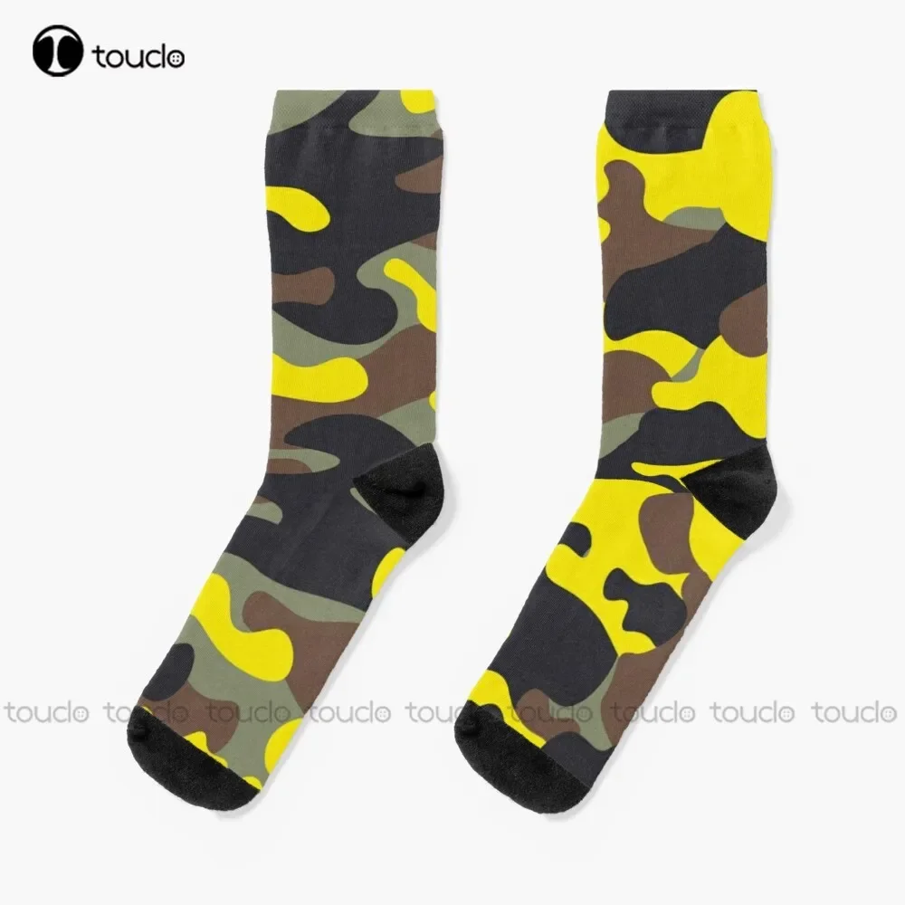 الأصفر التمويه الجوارب رجالي الجوارب الموضة الإبداعية الترفيه مضحك الفن مجردة النفط اللوحة الجوارب الشارع سكيت الجوارب 1 زوج #1