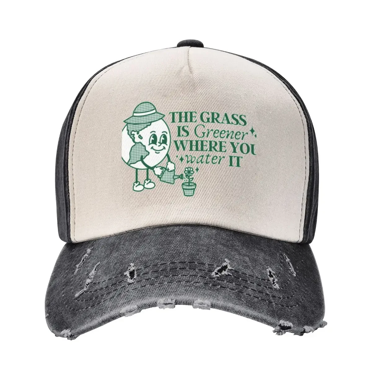 The Grass Is Greener Where You Water It Earth Baseball Cap Golf Wear Rave Luxury Man Hat Women's Hats Men's