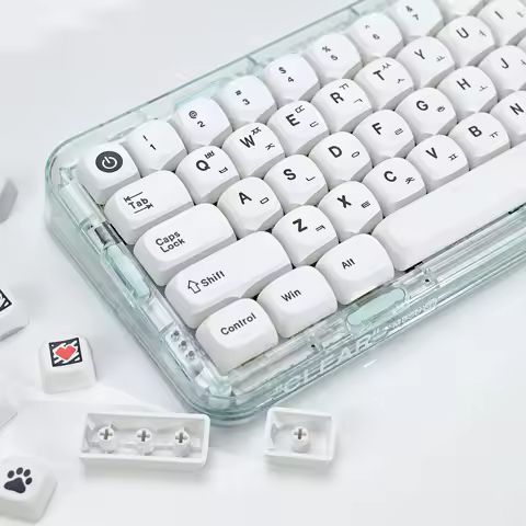 KBDiy Korean Keycap White GMK Minimal Style KOA Profile PBT Keycaps Custom DIY For MX Switches 60 87 Mechanical Gaming Keyboard
