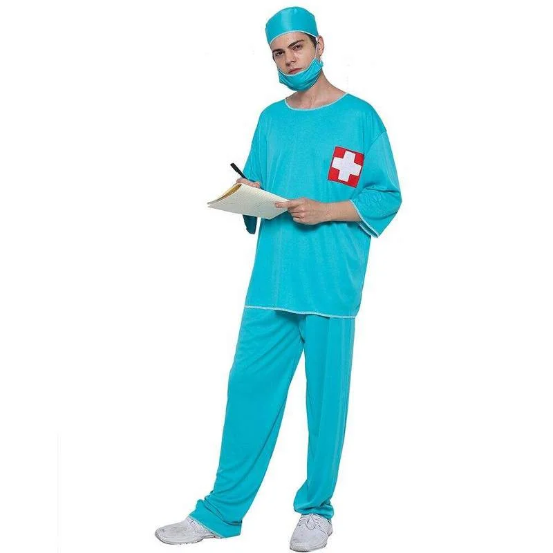 Costume de médecin confortable pour adultes, Costume d'halloween pour hommes, Cosplay, vêtements de chirurgie, carnaval, pâques, robe fantaisie, pas cher, 2022