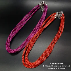 3Pcs/lot 5~6mm Multicolor Three Strand Silk Cord Necklaces Pendants Adjustable Cord Chain Lobster Clasp Handmade Making Findings