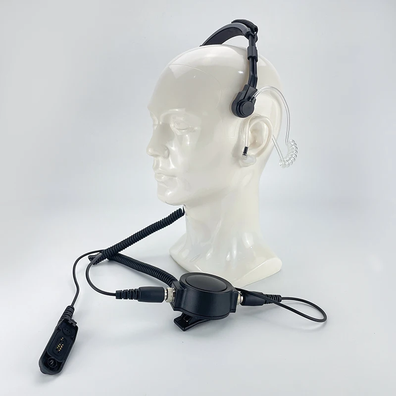 K12 Universal Telescopic Throat Mic Headset M-Style Connector Compatible Motorola P3688E P450 Radios Featuring Large Transmit