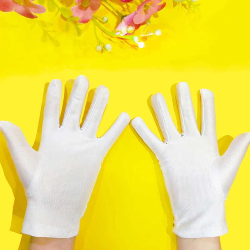 Guantes elásticos de LICRA para niños y niñas, color blanco, a la moda, para baile, etiqueta, actuación en escenario, 1 par