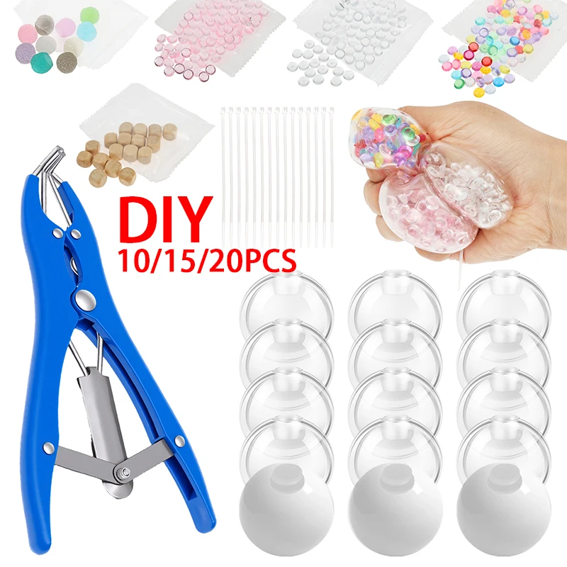 10-20 Stück DIY Squishy Stressball-Set: Stelle dein eigenes Stress-Spielzeug her, leere Druckballhüllen mit Expander-Werkzeug, handgefertigt, interaktiv