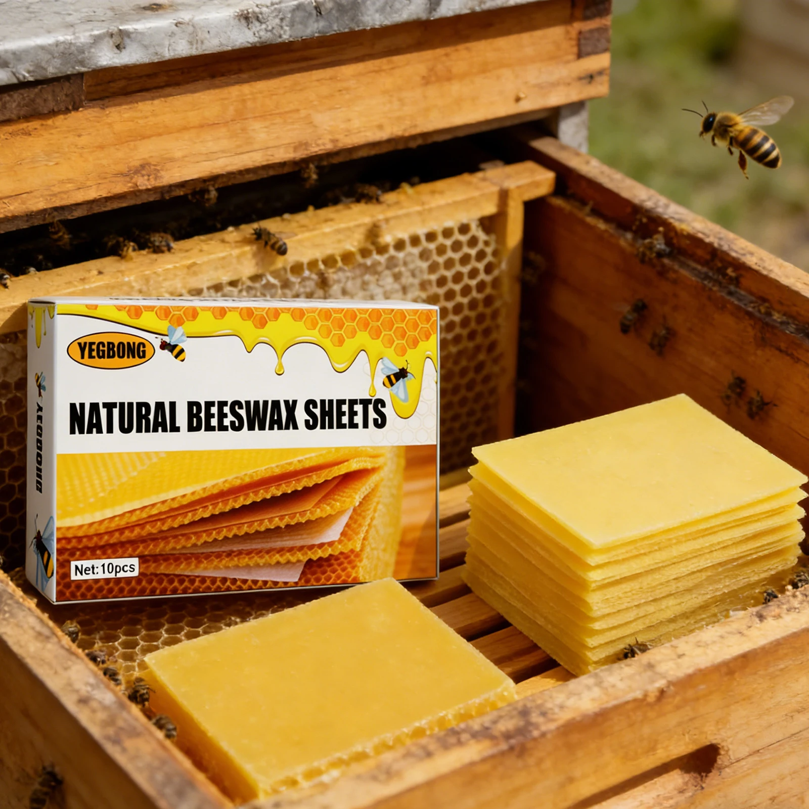 Natural Beeswax Sheets Beekeeping Supplies Deep Cell Honeycomb Foundation Bees Wax for Beehives Antibacterial Corrosion