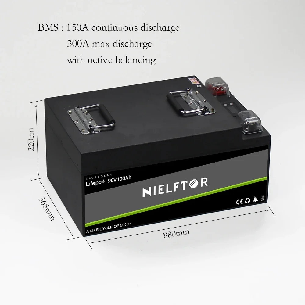 96v100ah lithium battery LiFePO4 automobile car use BMS active equalization